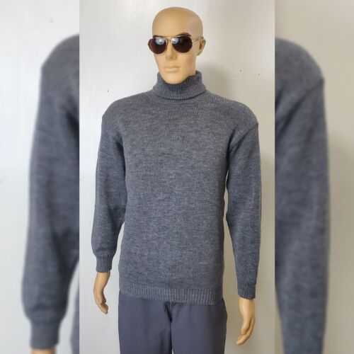 MAGLIONE LANA PERUVIANO STILE UOMO COLLO TARTARUGA GRIGIO TAGLIA M - Foto 2 di 8