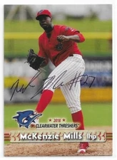 McKENZIE MILLS Autographed Signed 2018 card Clearwater Threshers Phillies