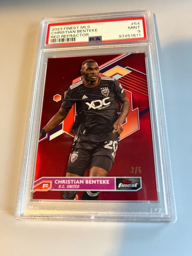 2023 TOPPS FINEST MLS Christian Benteke RED 2/5 PSA 9 #54 DC United POP 1 - Picture 2 of 4