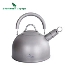 2L Titanium Whistling Kettle Lightweight Camping Water Jug Big Capacity Tea Pot