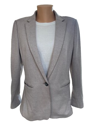 ANN TAYLOR  NATURAL BEIGE DOUBLE KNIT ONE BUTTON BLAZER JACKET SZ 10 *NICE*
