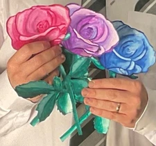 Hand Painted Watercolor Rose Cut-Out, UNIQUE & BEAUTIFUL, PINK Rose Art