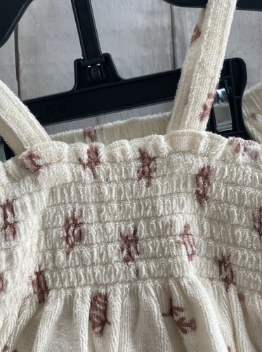 Easy Peasy Baby Grl Terry Tank Bloomer Set 6-9m Ivory Organic Cotton Smocked NEW - Picture 2 of 8