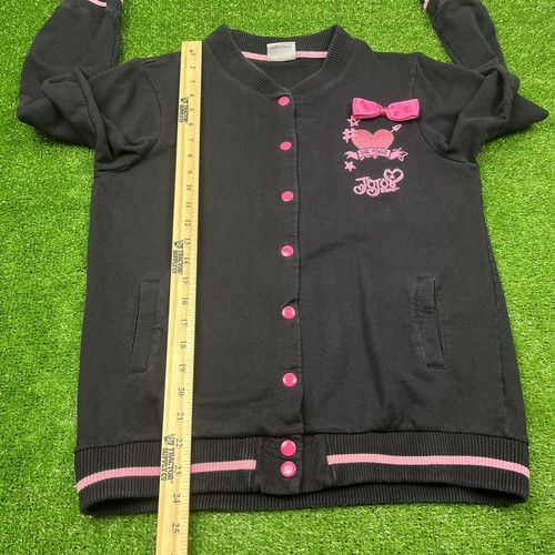 JoJo Siwa Girl Power Bold Brave Beautiful Black & Pink Bomber Jacket Girls Sz 16 - Picture 15 of 22