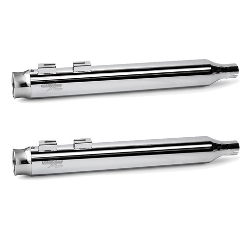 RC Components RCX Thunder 4" Slip On Mufflers Chrome Tips for Harley Touring - Picture 2 of 2