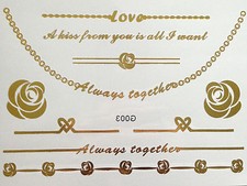 Once Temporary Flash Tattoo Classic Gold 10 pieces Bracelet Neck Chain Body G3