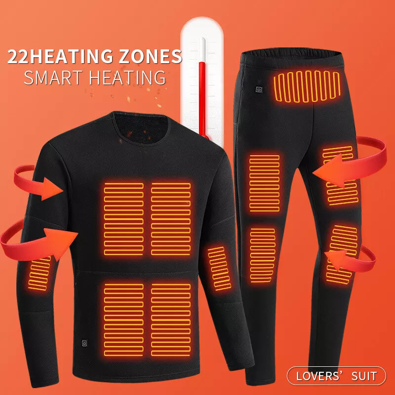 Smart Thermal Underwear USB 22 Zone Heating Thicken Battery Powered Top  Pant Set