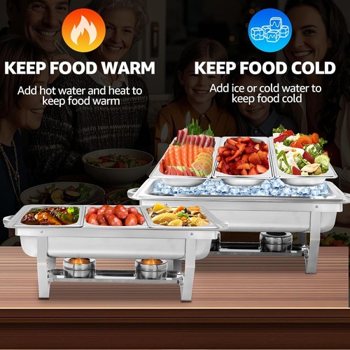 Platos de frotamiento para buffet 8 cuartos de galón calentadores de alimentos para fiestas eventos plateados 1 PACK - Imagen 4 de 7