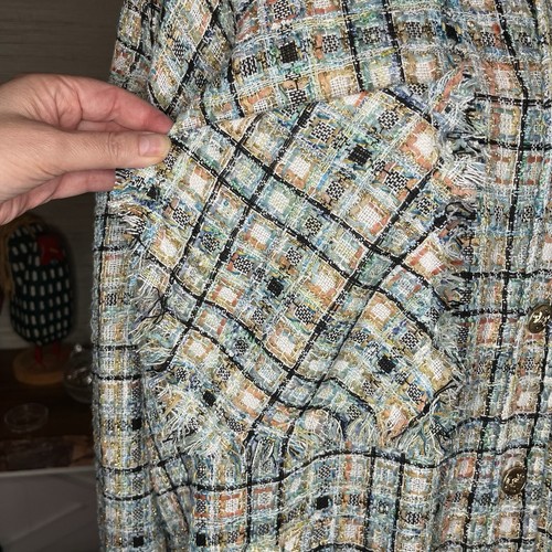 Faith Connexion Blue Multi Jacket Shirt Shacket Tweed Button Up Damen Gr. XS - Bild 7 von 12