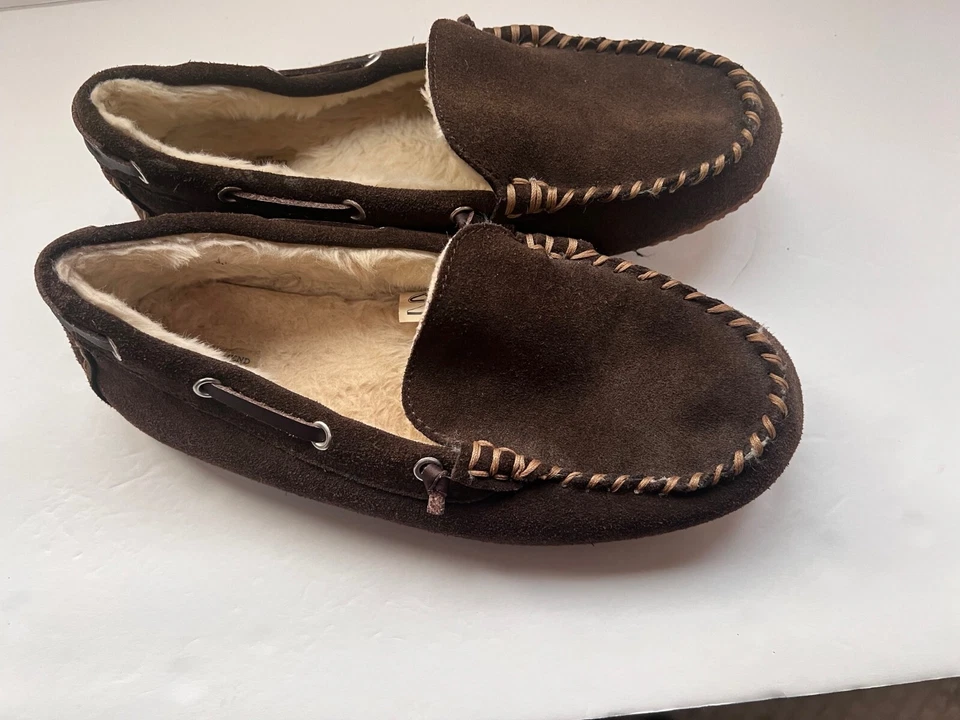 Zapatillas Mocasín Gamuza Lands End Forro Sherpa Juvenil Talla 7 Marrón Foto 4 de 4