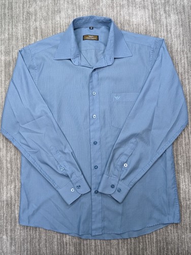Giorgio Armani Shirt Men 40 Blue Button Down Le Collezioni Woven Preppy Career