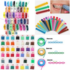 44 Colors Dental Orthodontic Elastic Ligature Tie  Long/Short/Close Power Chain