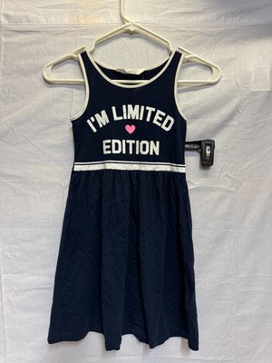 H&M Jersey Dress Girls 6-8Y Blue Graphic Print I'm Limited Edition Sleeveless