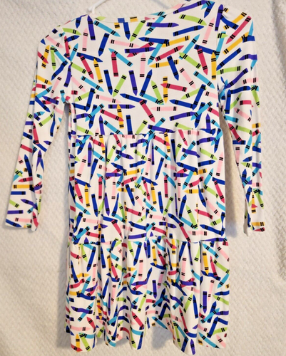 GYMBOREE GIRL'S LONG SLEEVE COLORFUL CRAYON PATTERN DRESS SIZE 8 EUC - Picture 4 of 12
