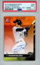 2019 Topps Bowman Next JULIO RODRIGUEZ Orange On Card AUTO RC Rookie 3/5 PSA 9