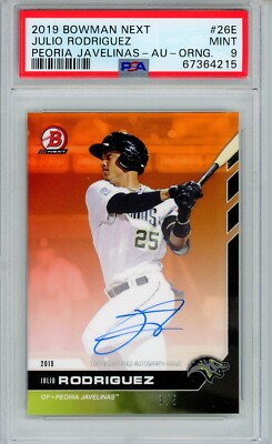 2019 Topps Bowman Next JULIO RODRIGUEZ Orange On Card AUTO RC 