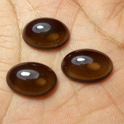 Lote de 3 piezas de cabujón de cuarzo ahumado natural de alta calidad de 16x11 mm con forma ovalada - Imagen 6 de 7