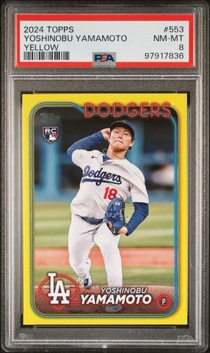 2024 Topps Series 2 Yellow #553 Yoshinobu Yamamoto RC | PSA 8 | - Imagen 1 de 3