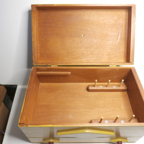Vintage One Drawer Wood Sewing Box Spool & Notions Holder - Hand Made - Unique