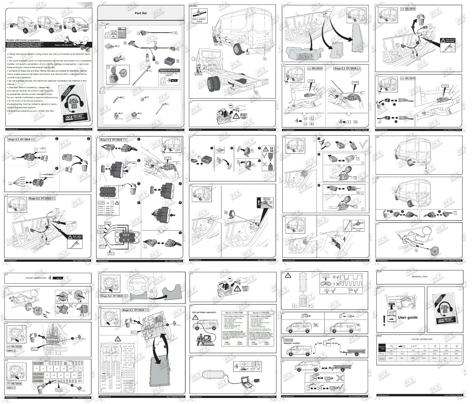 Ford Transit Tow Bar Wiring MK8 2.0L Euro 6 +Prep 7 Pin DEDICATED