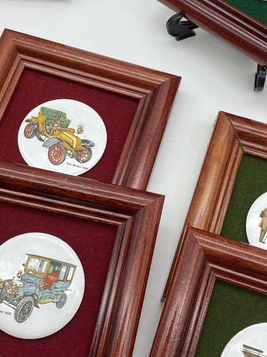 Vintage Bundle Of 8 MINIATURE ENAMELS Of Antique Cars MADE BY Z. IZYCKI Framed - Picture 11 of 12