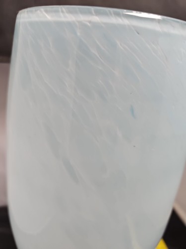 Schöne Kunstglas große Lgt grün/blau/weiß Vase - Bild 4 von 14