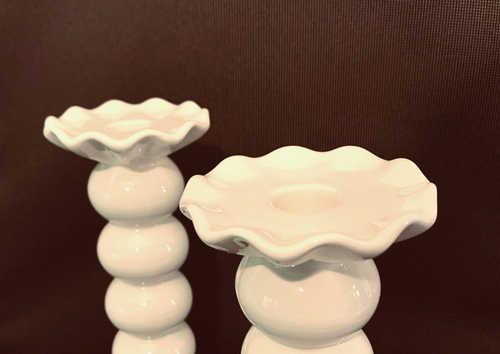 COLORES ALGODÓN LAURA JOHNSON PERILLA 7.5" CANDELABROS BLANCO MEDIO JUEGO DE 2 - Imagen 2 de 8