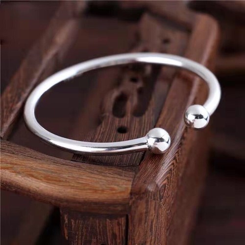 Solid Silver Mens Women Heavy Plain Ball Torque Bangle Cuff Bracelet Bangle - Picture 8 of 11