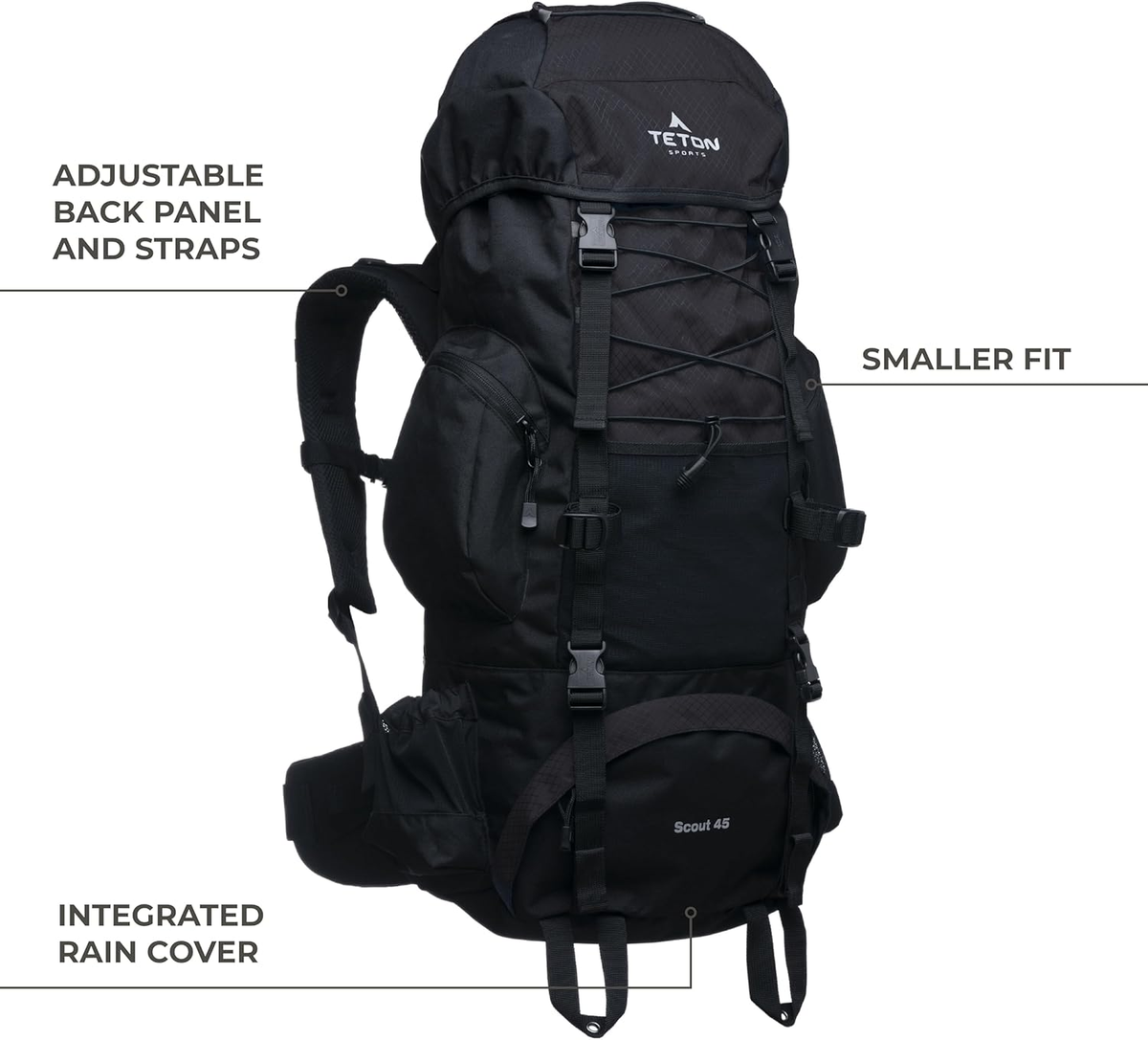 TETON 65L Scout Internal Frame Backpack for Hiking, Camping