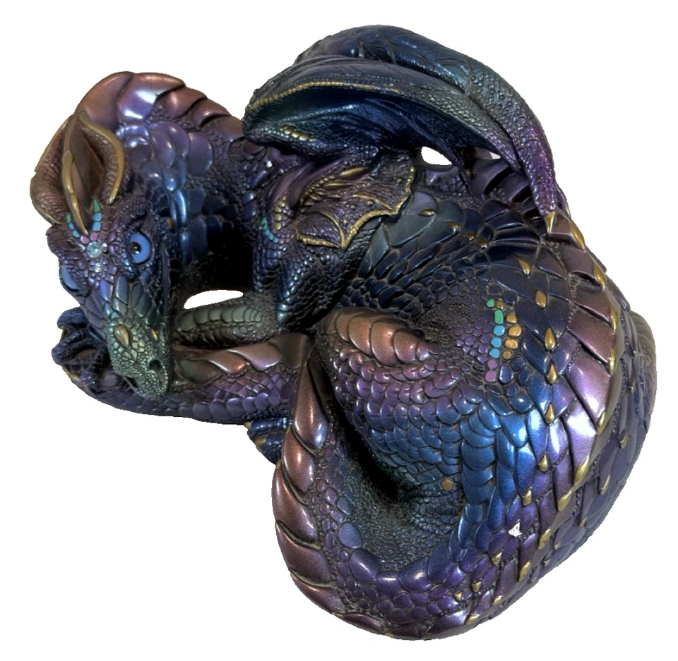 De Colección Ediciones Windstone Madre Descanso 1985 Pena Dragón Pavo Real Azul Iridiscente Foto 2 de 4