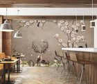 3D Flower Deer G12641 Wallpaper Wall Murals Removable Self-adhesive Honey