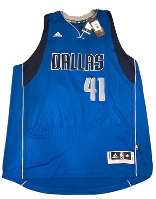 New Rare 2XL Dirk Nowitzki Dallas Mavericks Blue Adidas Rev