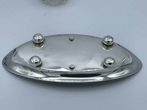 Antique Victorian Sterling Silver & Cut Glass Table Top Inkwell 1895 MADE IN UK - Picture 5 of 7