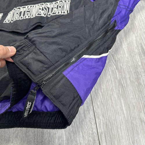 Vintage Starter Northwestern Hooded Jacket 1/2 Zip NCAA Mens XL - Picture 10 of 12