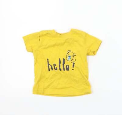 Muskat Jungen gelb Baumwollmischung T-Shirt Größe 6-9 Monate Knopf-Hallo