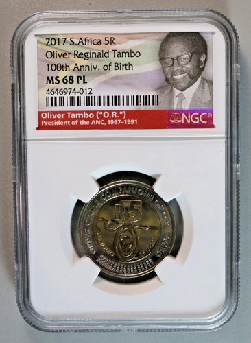 2017 South Africa 5 Rand NGC Oliver Reginald Tambo 100th Anniv. Of Birth MS68PL