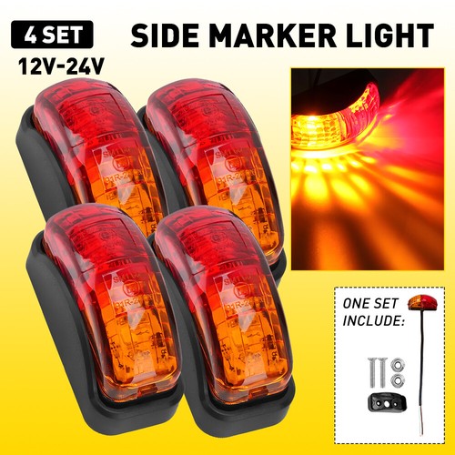 4X 12V-24V LED Clearance Lights Side Marker Lamp Amber Red Trailer Truck Pickup - Picture 13 of 14