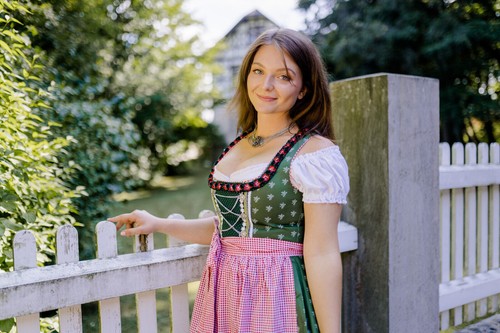 Dirndl Claudia grün Trachtenkleid Damendirndl 3-teilig mit Bluse Rocklänge 60 cm - Picture 4 of 6
