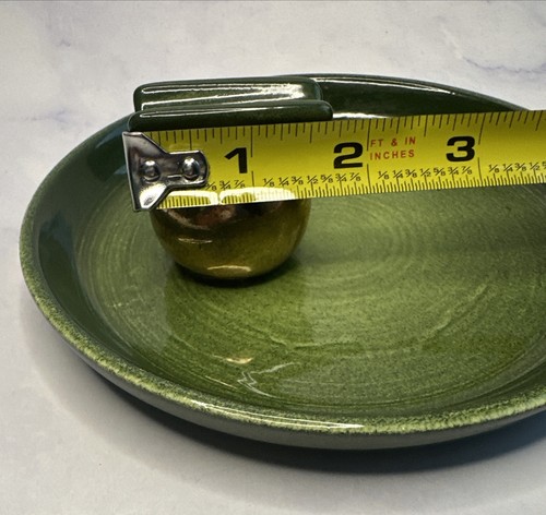 RARE 1940s Bauer Pottery Brusche MCM Green 14k gold Ashtray post Russell Wright - Picture 9 of 11