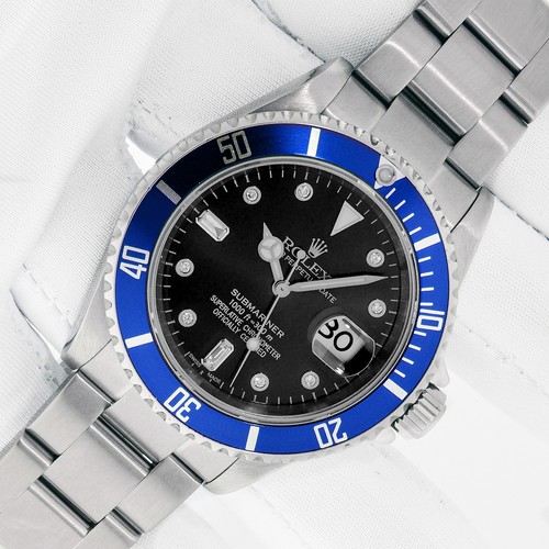 RELOJ ROLEX SUBMARINER FECHA ACERO INOXIDABLE CON ESFERA DIAMANTE NEGRO INSERTO AZUL - Imagen 2 de 11