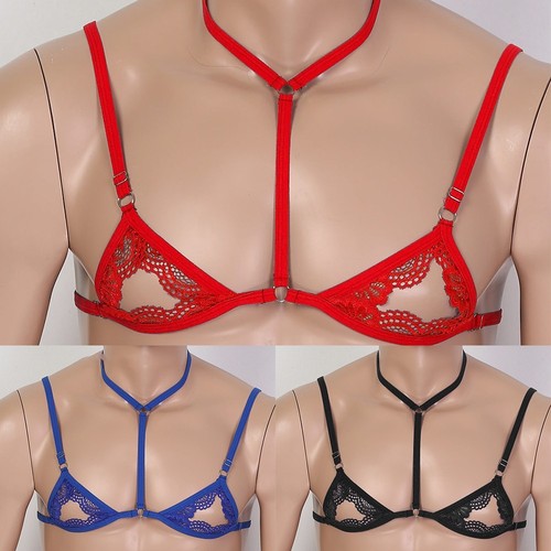 Hohe Qualität Herren Satin BH Satin Bra Bequem Mehrfarbig Mode Nylon Sissy - Picture 2 of 21