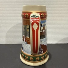 ‘93 Anheuser-Busch Budweiser Holiday Stein Collect. Hometown Holiday Clydesdale