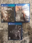 3 Assorted PS4 Games: Fallout 4, Skyrim, Battlefield 1