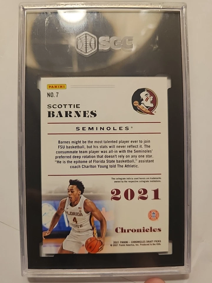 2021 Panini Chronicles Draft Picks GOLD #7 SCOTTIE BARNES RC #9/10! SGC 9 MINT! - Image 2 of 3