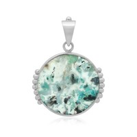 Cavill SilberanhäNger 22,7Ct Chrysokoll Rund Bali 925 Sterling Platiniert