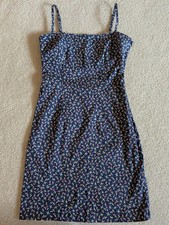 Vintage 90s Ralph Ralph Lauren Sundress Women 2 Blue Floral Slip Side Zip *