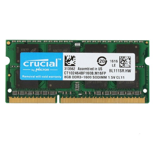 Crucial 16GB 2x 8GB DDR3 1600MHz PC3-12800S SODIMM 204Pin Laptop Memory SDRAM BT - Picture 5 of 7
