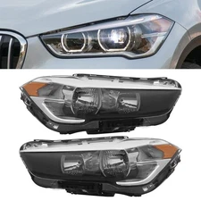 For 16-22 BMW X1 Halogen Headlight Models Only Pair Left & Right Side Headlights