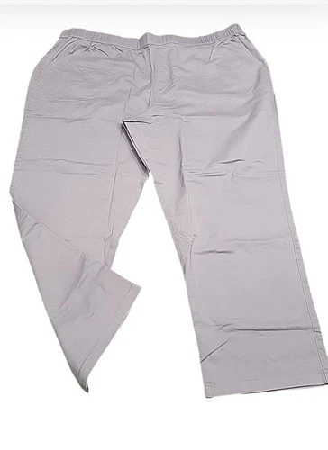 Denim Co Womens Pull On Pants 3X Plus Size Lavender Gray Straight Leg w Pockets