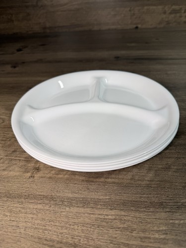 (4) Corelle by Corning Winter Frost White 10-1/4" Divided Grill/Dinner Plates - Picture 2 of 4
